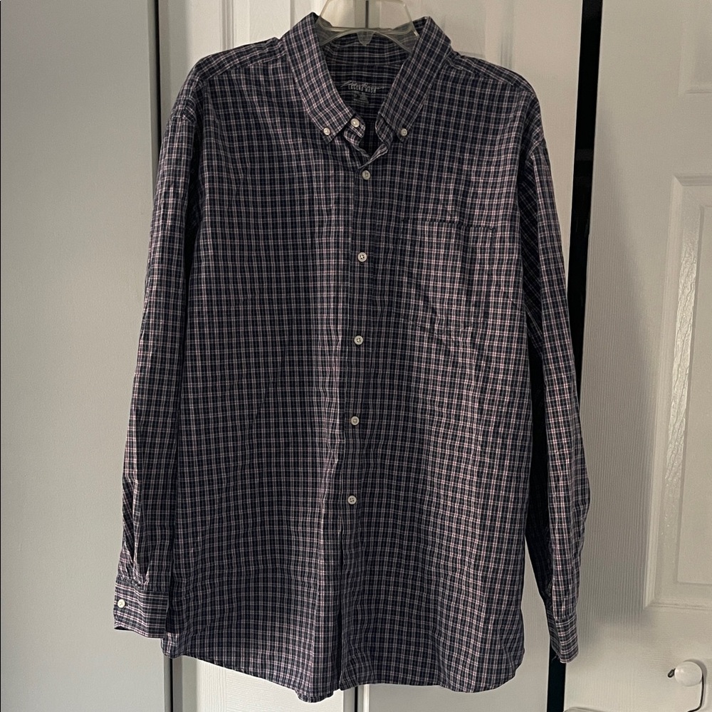 Eddie Bauer Men’s Plaid Button-Down Shirt | Long Sleeve | Size XXL